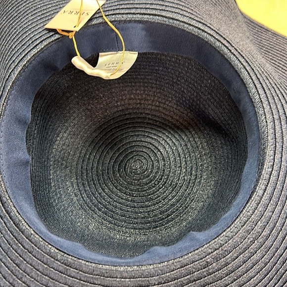 Serra Paper Natural Floppy Boho Beach Hat Sunshade w/ Ribbon Navy OS NWT - Picture 7 of 8
